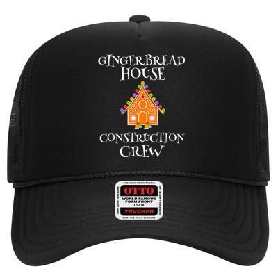 Gingerbread House Construction Crew Decorating Baking Xmas High Crown Mesh Back Trucker Hat