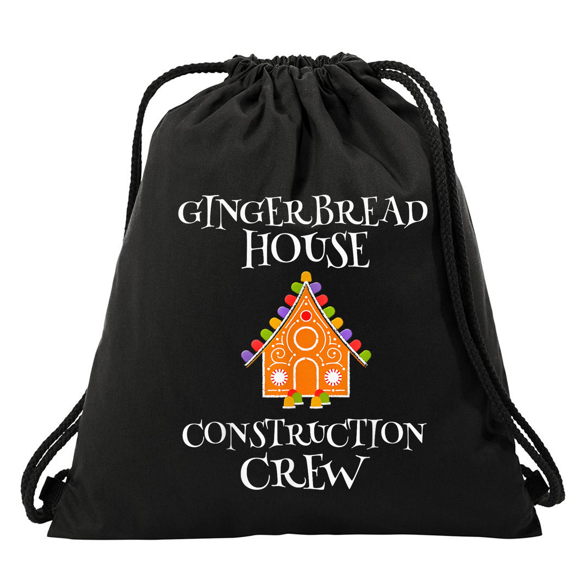 Gingerbread House Construction Crew Decorating Baking Xmas Drawstring Bag