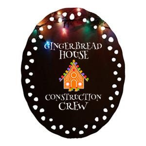 Gingerbread House Construction Crew Decorating Baking Xmas Ceramic Oval Ornament