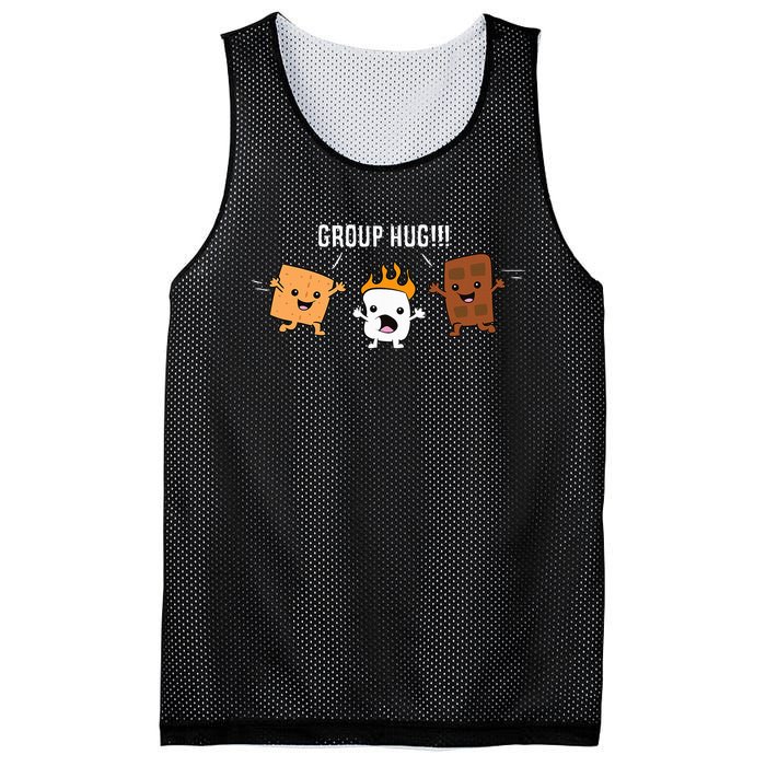 Group Hug Camping Campfire Chocolate Marshmallow SMores Mesh Reversible Basketball Jersey Tank