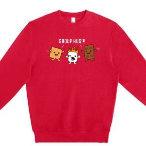 Group Hug Camping Campfire Chocolate Marshmallow SMores Premium Crewneck Sweatshirt