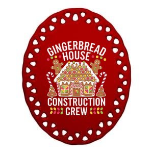 Gingerbread House Construction Crew Decorating Baking Xmas Ceramic Oval Ornament