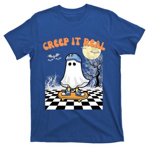 Groovy Halloween Creep It Real Retro Skateboarding Ghost Gift T-Shirt