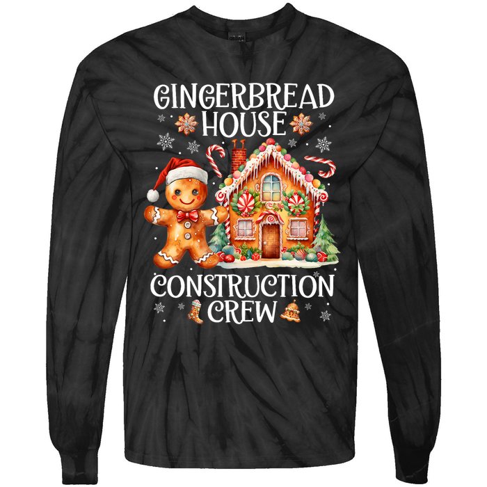 Gingerbread House Construction Crew Cookie Baking Christmas Tie-Dye Long Sleeve Shirt