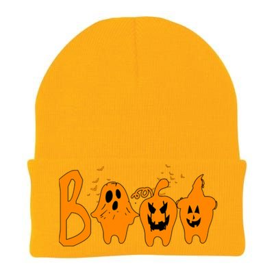 Group Halloween Costume Teeth Booo Pumpkin Witch Ghost Funny Gift Knit Cap Winter Beanie