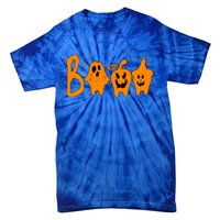 Group Halloween Costume Teeth Booo Pumpkin Witch Ghost Funny Gift Tie-Dye T-Shirt