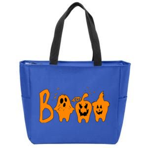 Group Halloween Costume Teeth Booo Pumpkin Witch Ghost Funny Gift Zip Tote Bag