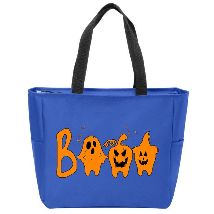 Group Halloween Costume Teeth Booo Pumpkin Witch Ghost Funny Gift Zip Tote Bag