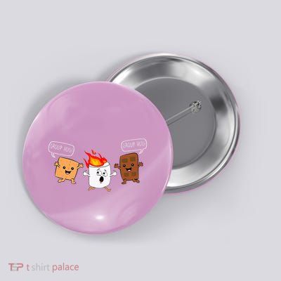Group Hug Camping Campfire Chocolate Marshmallow SMores Button