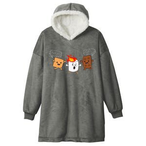 Group Hug Camping Campfire Chocolate Marshmallow SMores Hooded Wearable Blanket