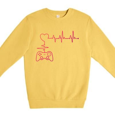 Gaming Heartbeat Clothing Gamer Heartbeat Cool Gift Premium Crewneck Sweatshirt