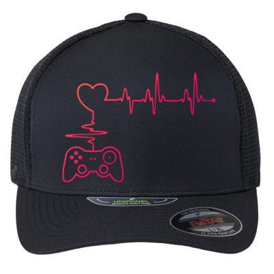 Gaming Heartbeat Clothing Gamer Heartbeat Cool Gift Flexfit Unipanel Trucker Cap