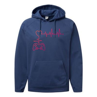 Gaming Heartbeat Clothing Gamer Heartbeat Cool Gift Performance Fleece Hoodie