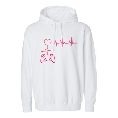 Gaming Heartbeat Clothing Gamer Heartbeat Cool Gift Garment-Dyed Fleece Hoodie