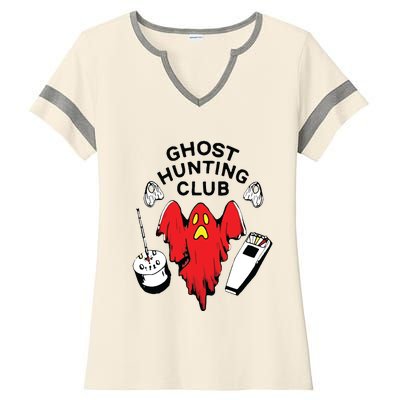 Ghost Hunting Club Funny Ladies Halftime Notch Neck Tee