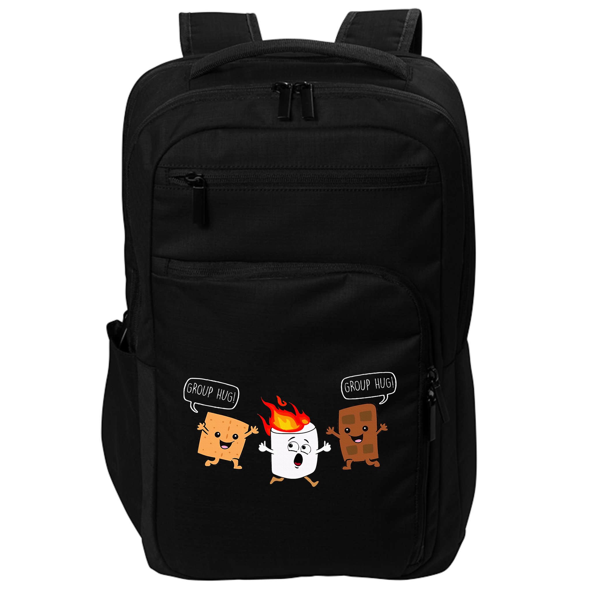 Group Hug Camping Campfire Chocolate Marshmallow SMores Impact Tech Backpack