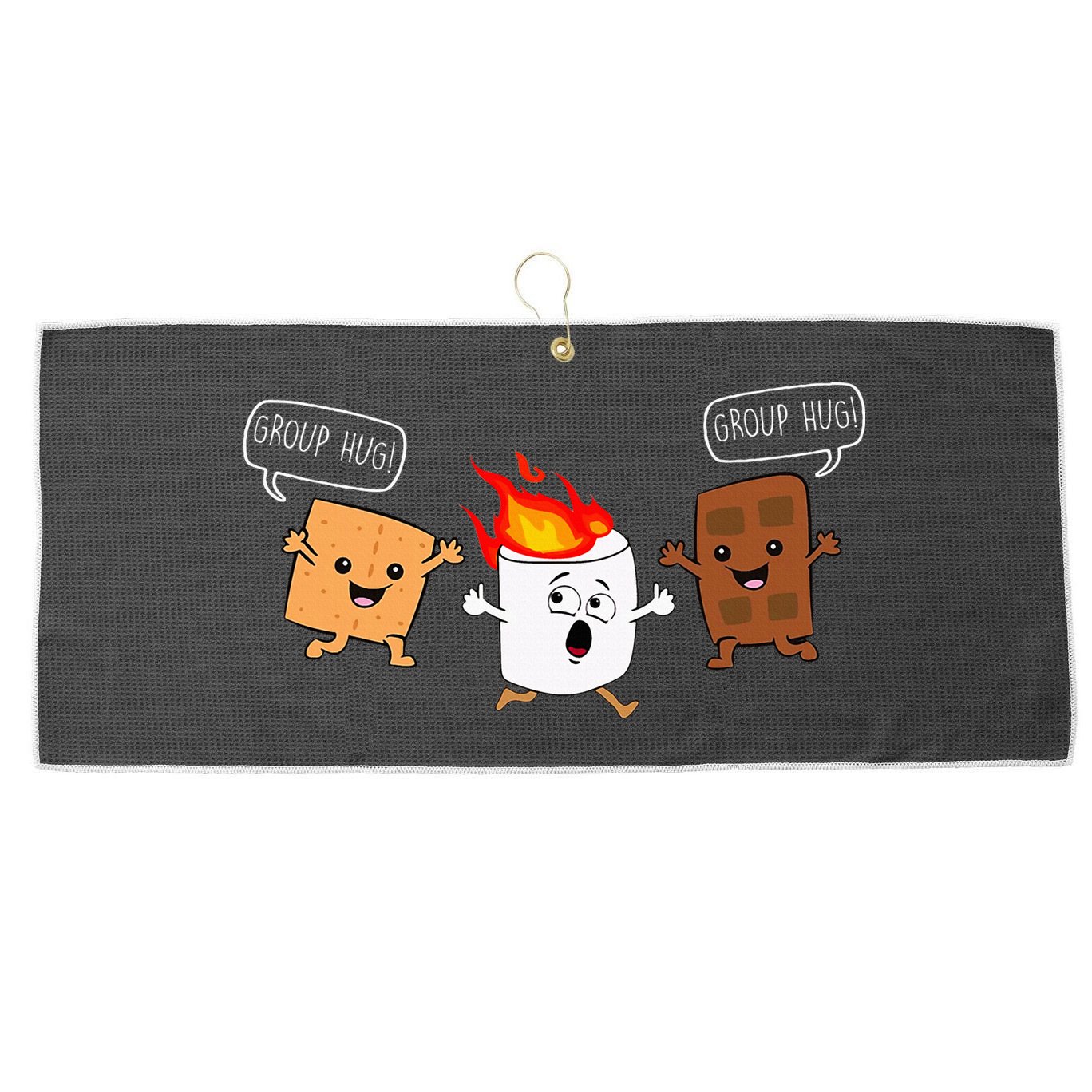 Group Hug Camping Campfire Chocolate Marshmallow SMores Large Microfiber Waffle Golf Towel