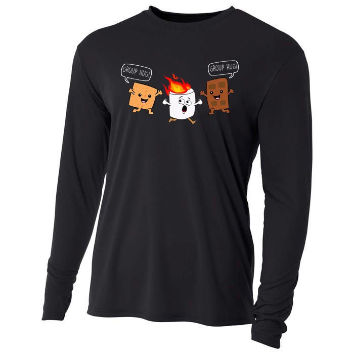 Group Hug Camping Campfire Chocolate Marshmallow SMores Cooling Performance Long Sleeve Crew