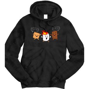 Group Hug Camping Campfire Chocolate Marshmallow SMores Tie Dye Hoodie