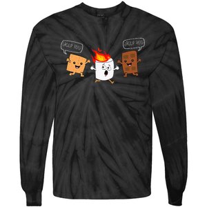 Group Hug Camping Campfire Chocolate Marshmallow SMores Tie-Dye Long Sleeve Shirt