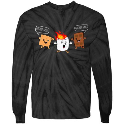 Group Hug Camping Campfire Chocolate Marshmallow SMores Tie-Dye Long Sleeve Shirt