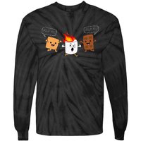 Group Hug Camping Campfire Chocolate Marshmallow SMores Tie-Dye Long Sleeve Shirt