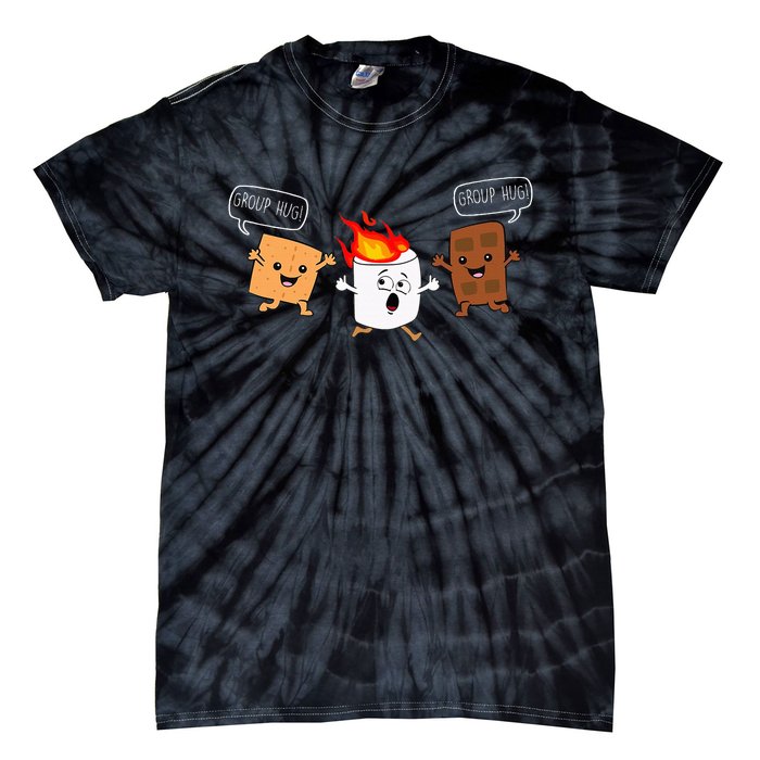 Group Hug Camping Campfire Chocolate Marshmallow SMores Tie-Dye T-Shirt