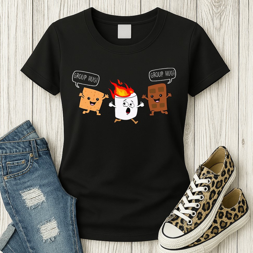 Group Hug Camping Campfire Chocolate Marshmallow SMores Womens T-Shirt