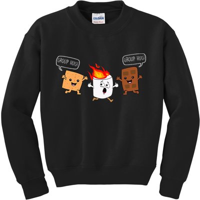 Group Hug Camping Campfire Chocolate Marshmallow SMores Kids Sweatshirt