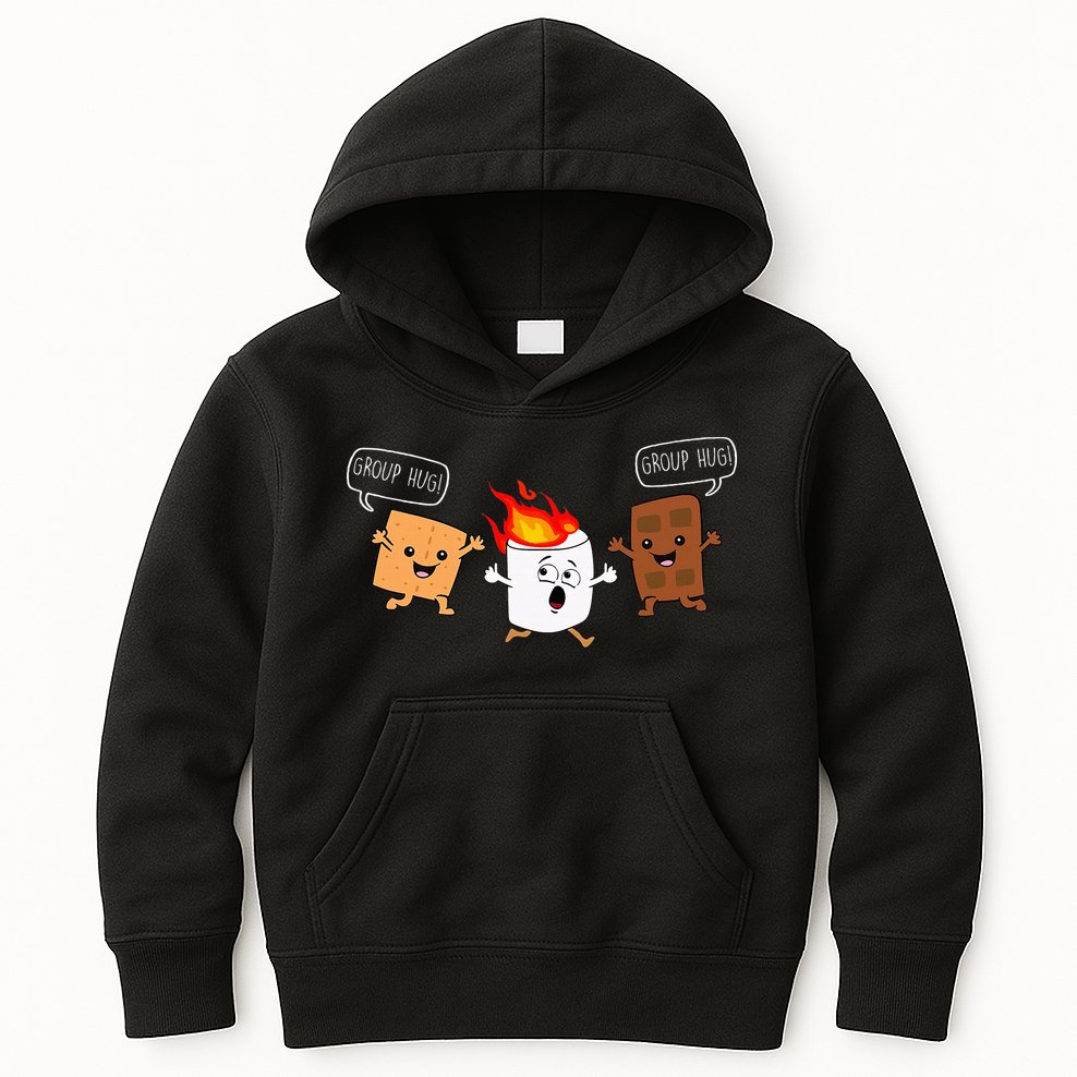 Group Hug Camping Campfire Chocolate Marshmallow SMores Kids Hoodie