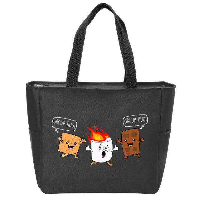 Group Hug Camping Campfire Chocolate Marshmallow SMores Zip Tote Bag