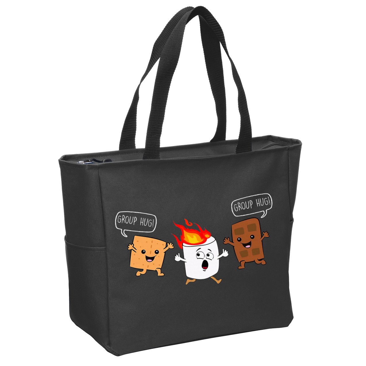 Group Hug Camping Campfire Chocolate Marshmallow SMores Zip Tote Bag