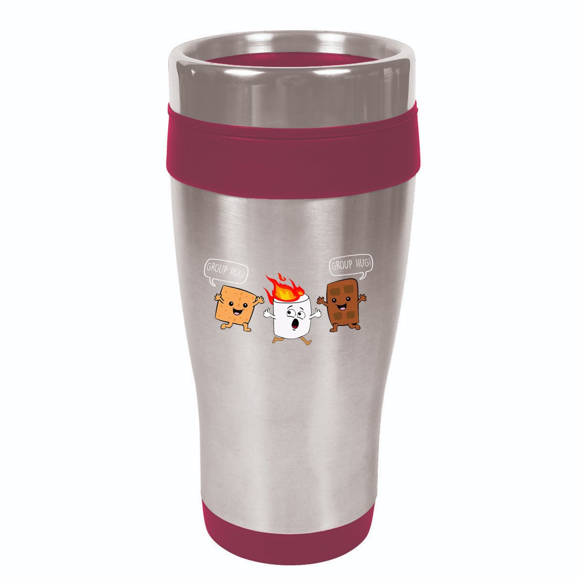 Group Hug Camping Campfire Chocolate Marshmallow SMores 16oz Travel Tumbler
