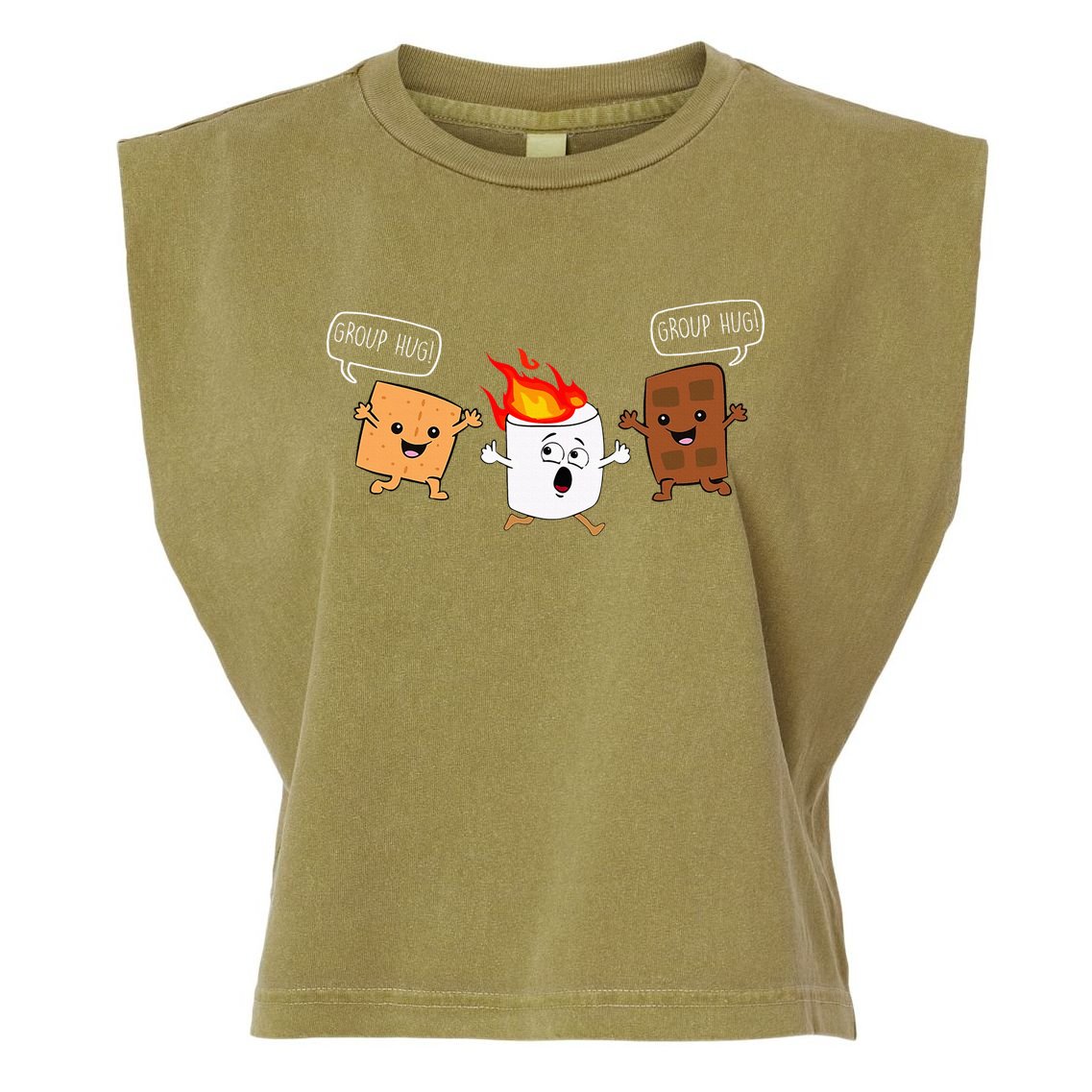 Group Hug Camping Campfire Chocolate Marshmallow SMores Garment-Dyed Women's Muscle Tee