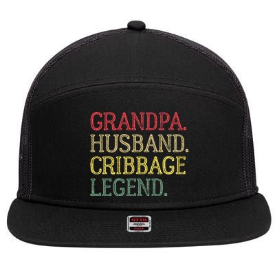 Grandpa Husband Cribbage Legend Vintage Cribbage Board Game 7 Panel Mesh Trucker Snapback Hat