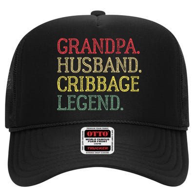 Grandpa Husband Cribbage Legend Vintage Cribbage Board Game High Crown Mesh Back Trucker Hat