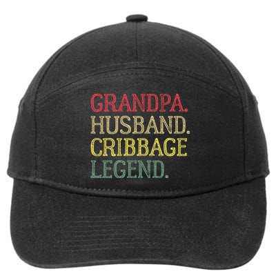 Grandpa Husband Cribbage Legend Vintage Cribbage Board Game 7-Panel Snapback Hat