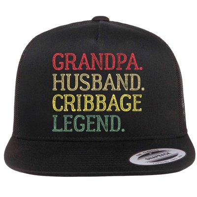 Grandpa Husband Cribbage Legend Vintage Cribbage Board Game Flat Bill Trucker Hat