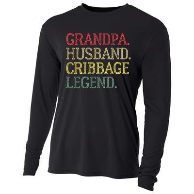 Grandpa Husband Cribbage Legend Vintage Cribbage Board Game Cooling Performance Long Sleeve Crew