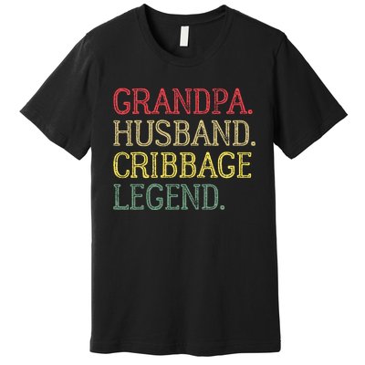 Grandpa Husband Cribbage Legend Vintage Cribbage Board Game Premium T-Shirt