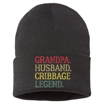 Grandpa Husband Cribbage Legend Vintage Cribbage Board Game Sustainable Knit Beanie