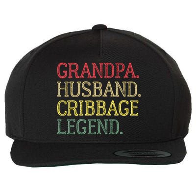 Grandpa Husband Cribbage Legend Vintage Cribbage Board Game Wool Snapback Cap