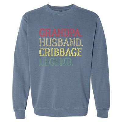 Grandpa Husband Cribbage Legend Vintage Cribbage Board Game Garment-Dyed Sweatshirt