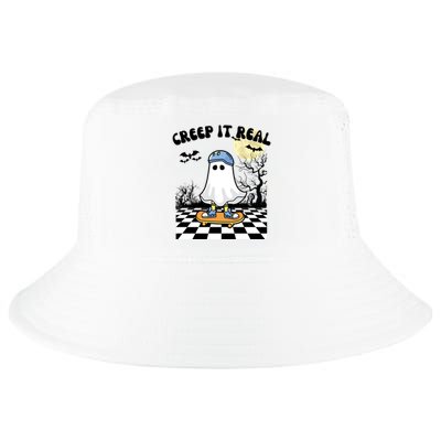 Groovy Halloween Creep It Real Retro Skateboarding Ghost Meaningful Gift Cool Comfort Performance Bucket Hat