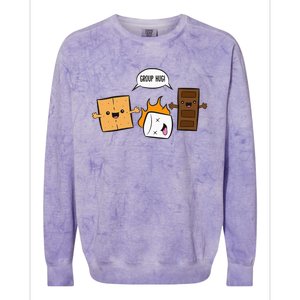 Group Hug Camping Campfire Chocolate Marshmallow S'Mores Colorblast Crewneck Sweatshirt