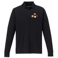 Group Hug Camping Campfire Chocolate Marshmallow S'Mores Performance Long Sleeve Polo