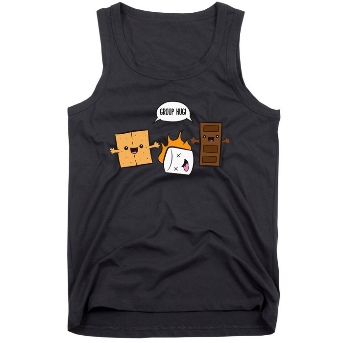 Group Hug Camping Campfire Chocolate Marshmallow S'Mores Tank Top