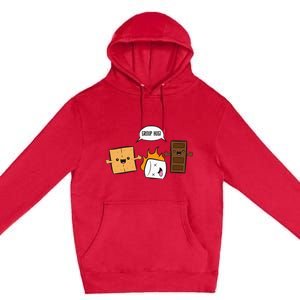 Group Hug Camping Campfire Chocolate Marshmallow S'Mores Premium Pullover Hoodie