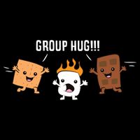 Group Hug Camping Campfire Chocolate Marshmallow S'mores Gift Bucket Hat