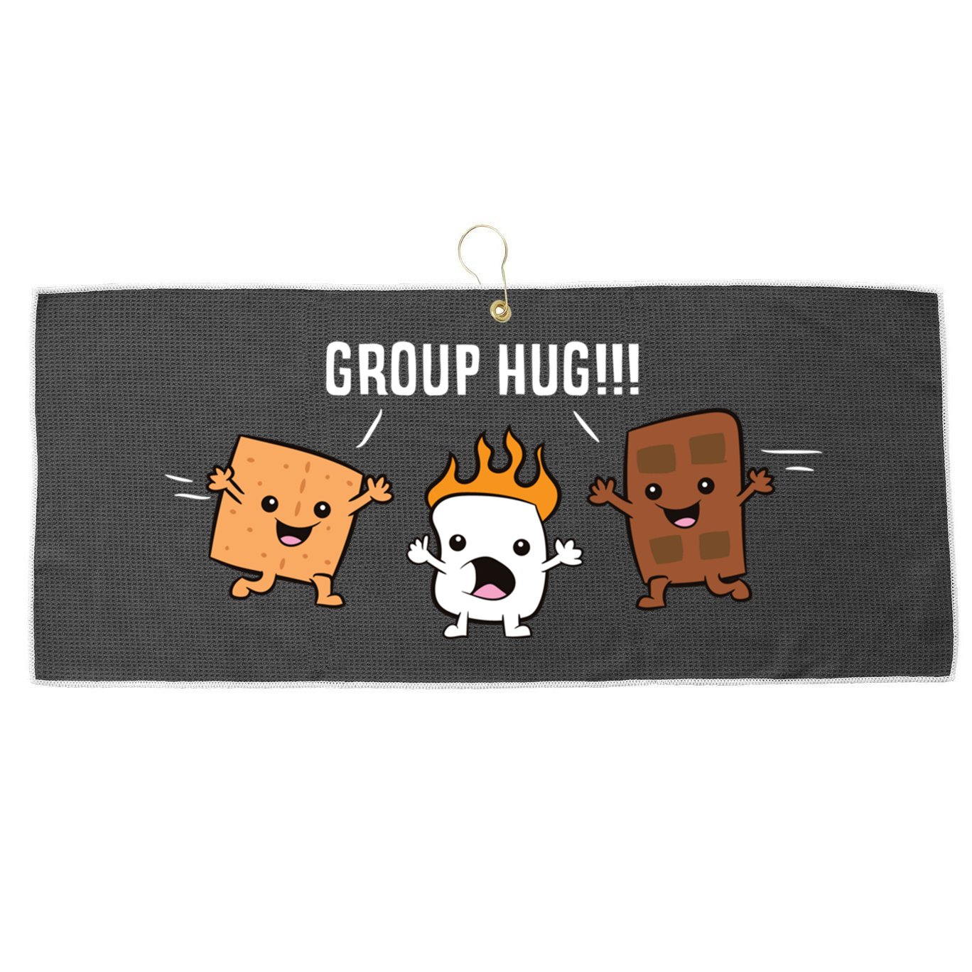 Group Hug Camping Campfire Chocolate Marshmallow S'mores Gift Large Microfiber Waffle Golf Towel